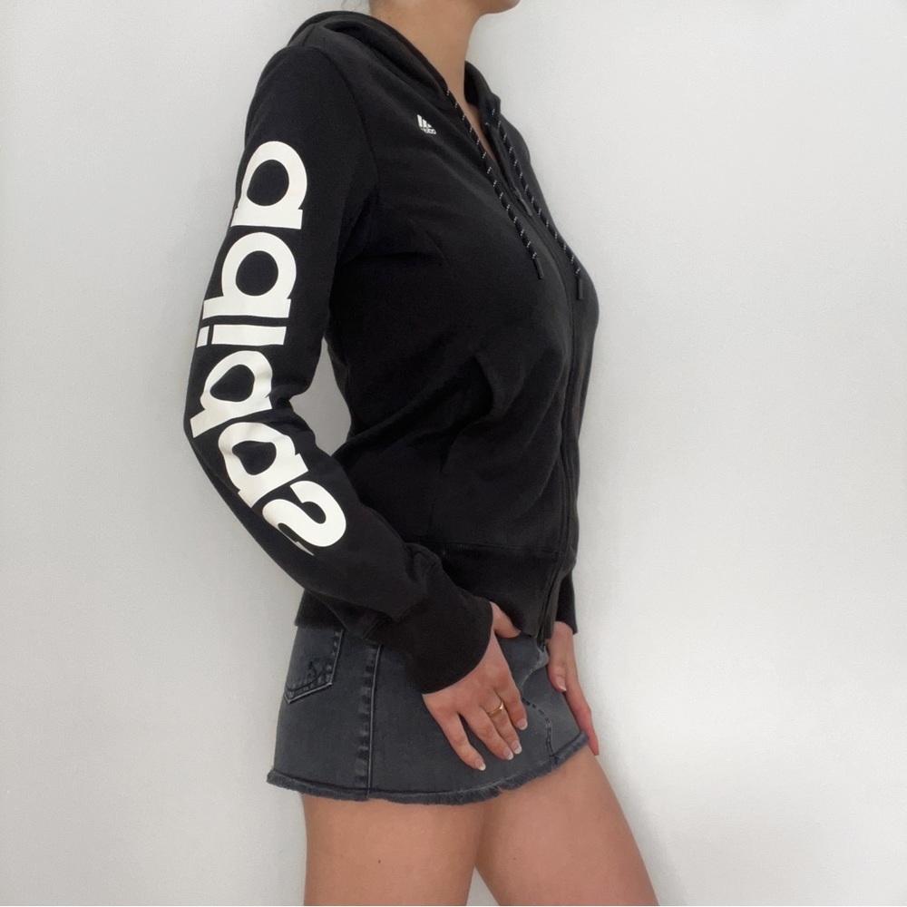 Black adidas spell out hoodie sports jacket, size S 🔥 - Picture 4 of 5